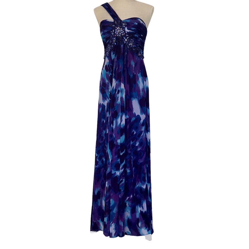 Ocean blue  XSCAPE Maxi formal chiffon dress in size 4
